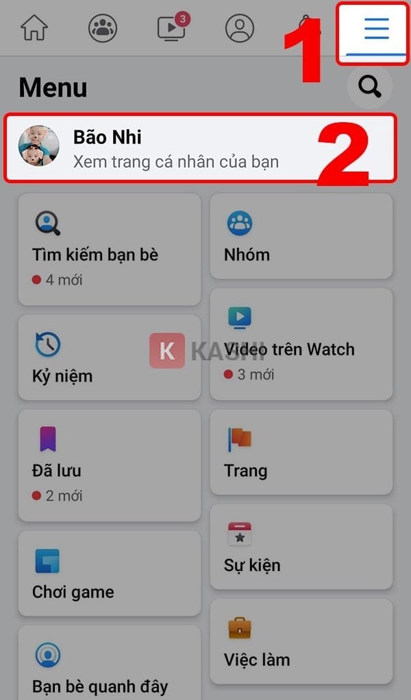 Mở trang cá nhân Facebook trên điện thoại