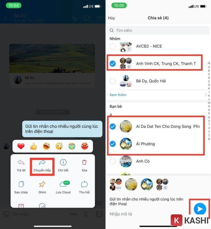 Chuyển tiếp tin nhắn Zalo trên điện thoại