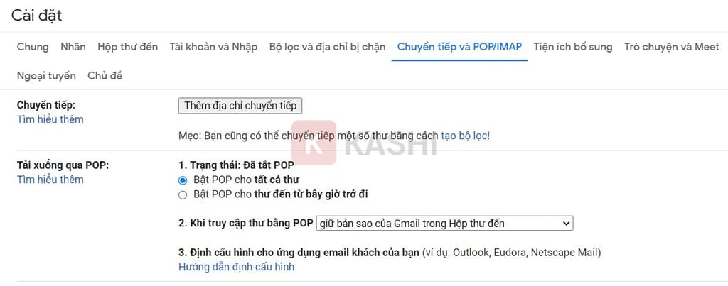 Cài đặt POP trong Gmail