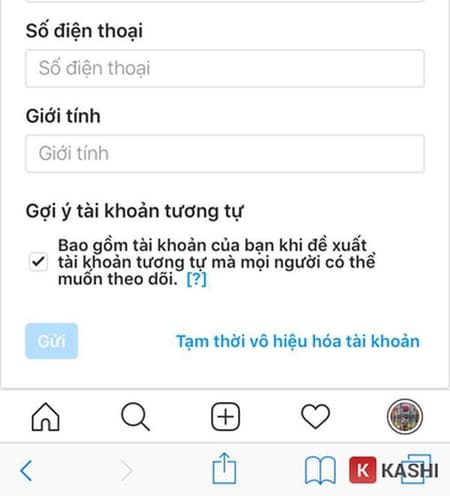 Chọn tạm thời vô hiệu hóa tài khoản
