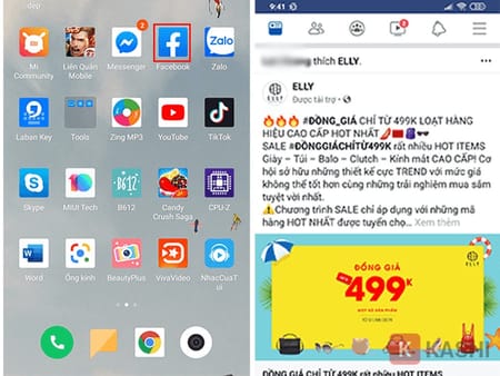 Mở ứng dụng Facebook trên điện thoại