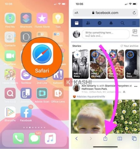 Đăng nhập Facebook trên Safari