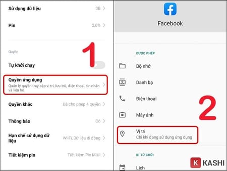 Cấp quyền cho ứng dụng Facebook truy cập vị trí của bạn