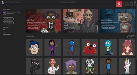 Giao diện phần mềm Adobe Character Animator
