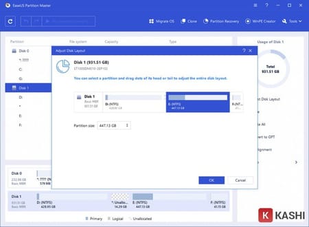 Giao diện EaseUS Partition Master