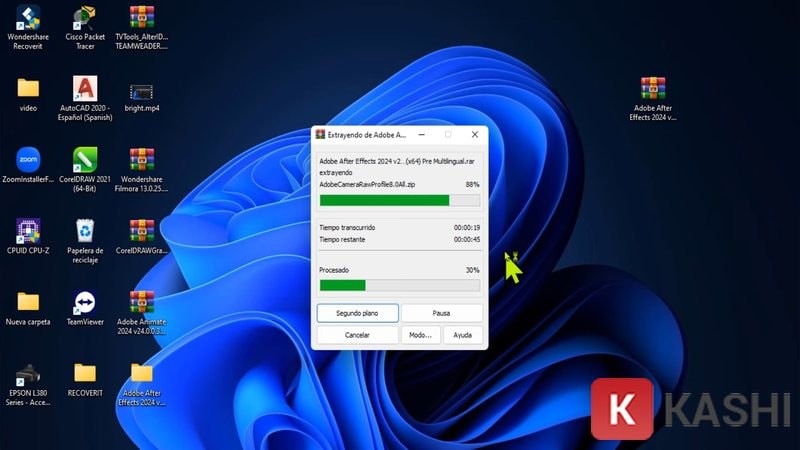 Giải nén file cài đặt Adobe After Effects 2024