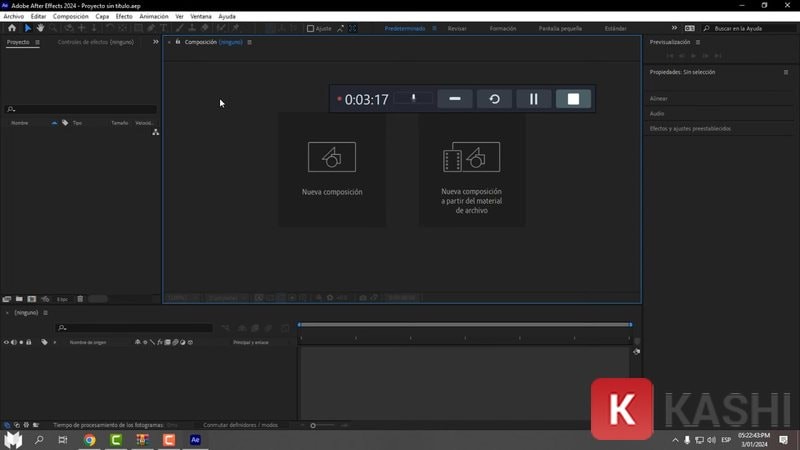 Giao diện Adobe After Effects 2024 sau khi cài đặt