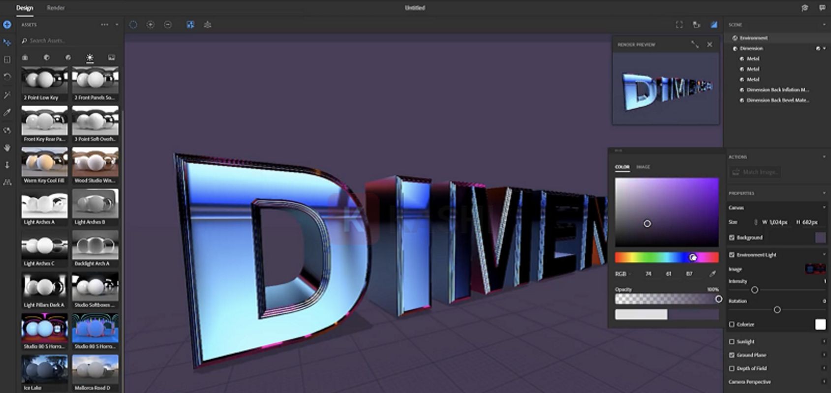 Tính năng của phần mềm Adobe Dimension