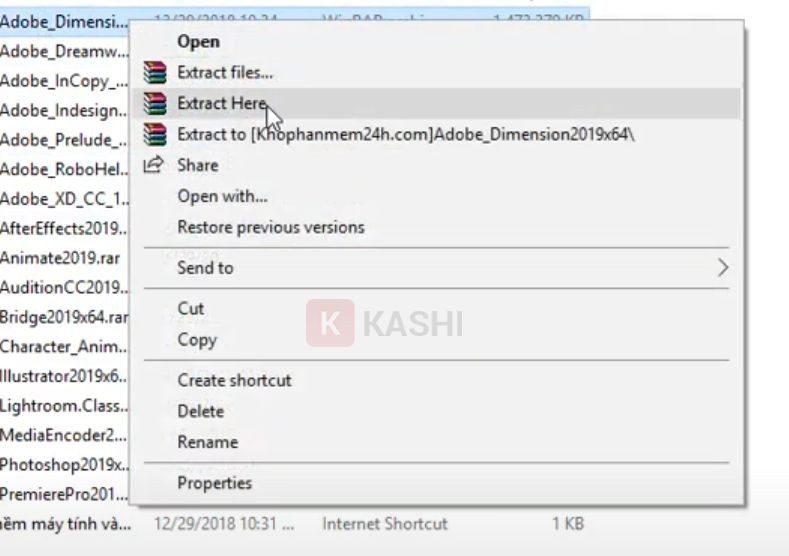Giải nén file cài đặt Adobe Dimension
