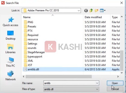 Chọn file “amtlib.dll” và nhấn “Open”