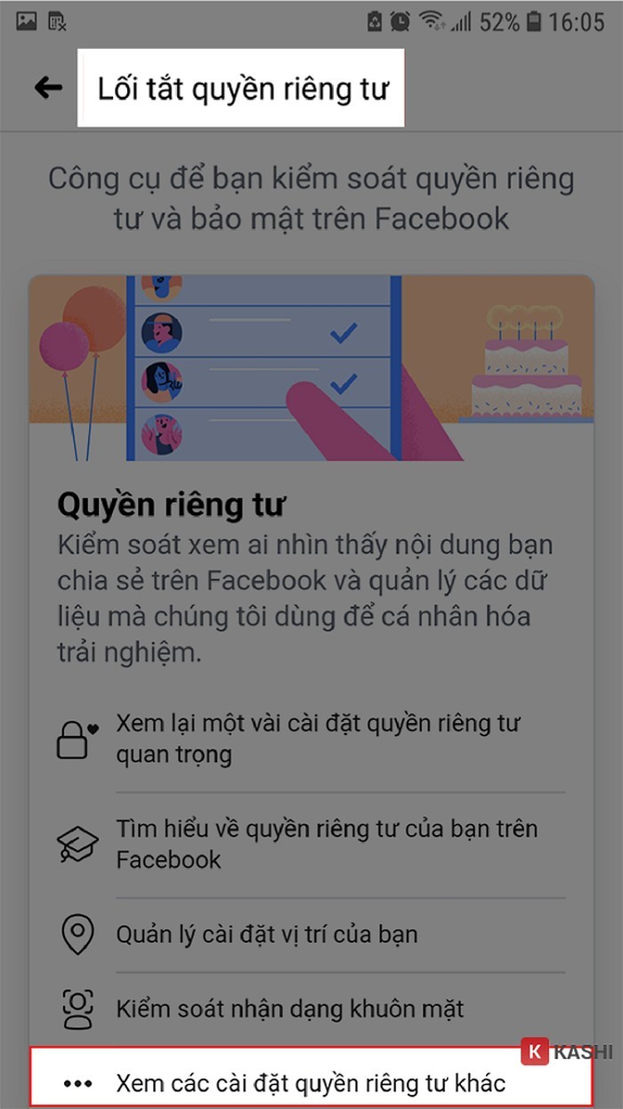 Chọn “Xem các cài đặt quyền riêng tư khác”.
