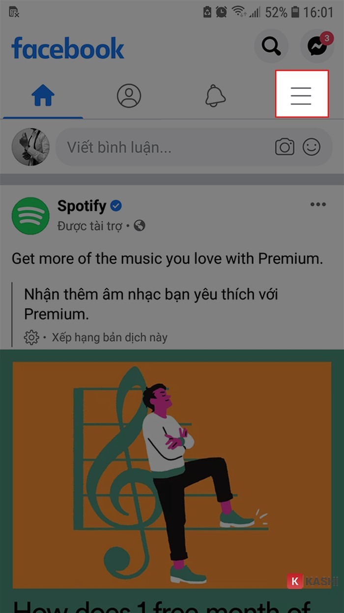 Chọn mục “Menu”