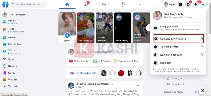 Chọn Cài đặt &amp; quyền riêng tư