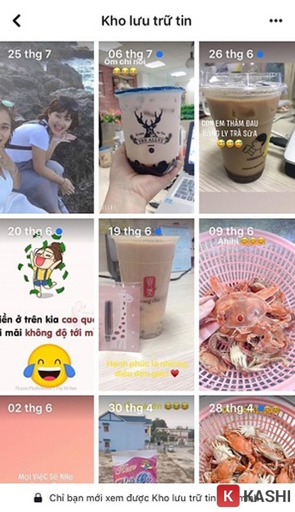 Alt text: Giao diện kho lưu trữ tin trên Facebook giúp tìm lại story đã xóa