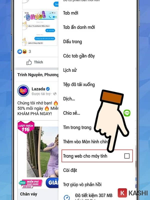 Chuyển sang giao diện máy tính trên trình duyệt điện thoại