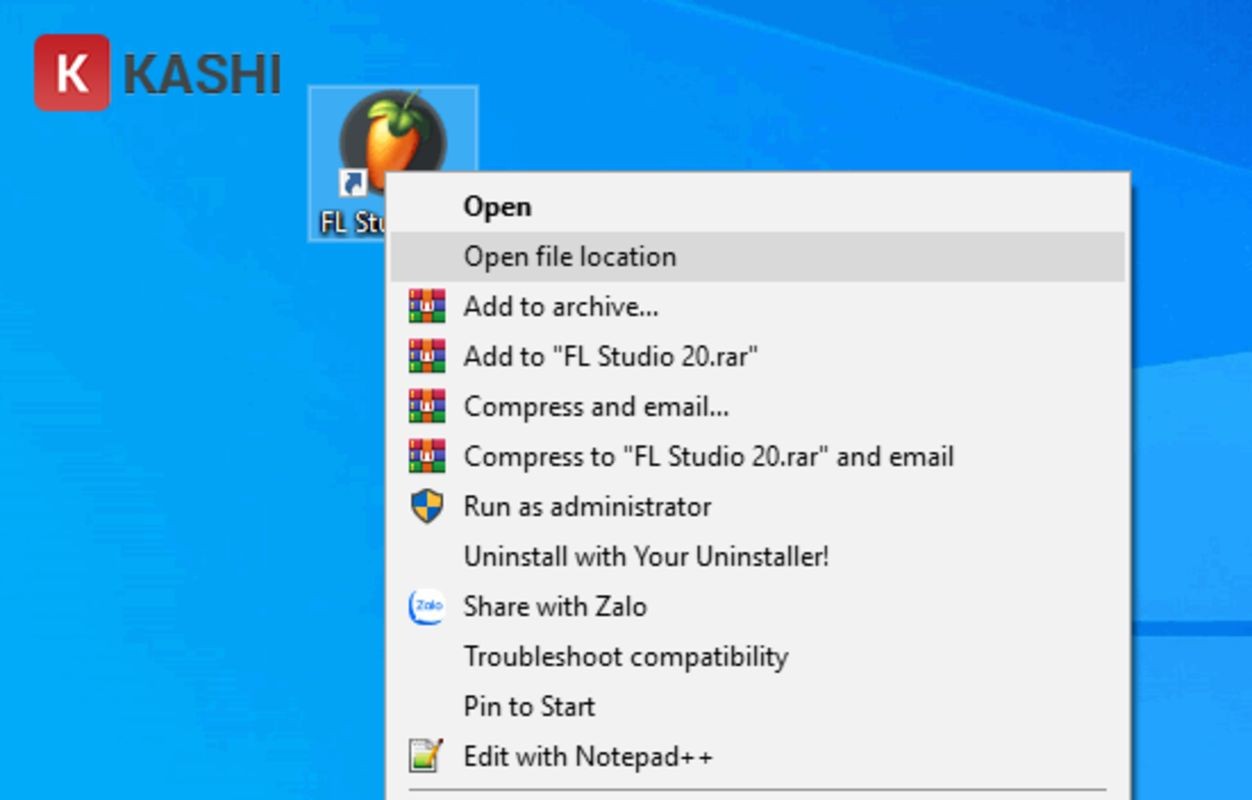 Truy cập vào “Open file location”