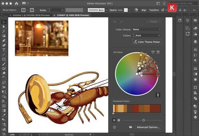Giao diện của adobe illustrator 2021