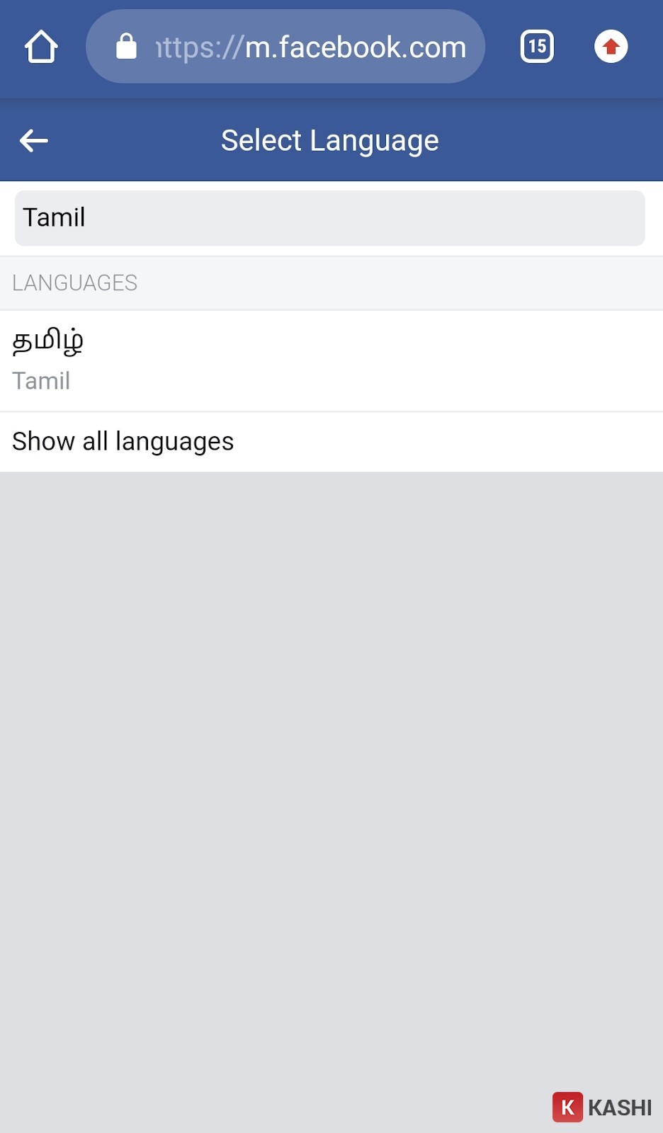 Chọn ngôn ngữ Tamil để đổi tên Facebook một chữ