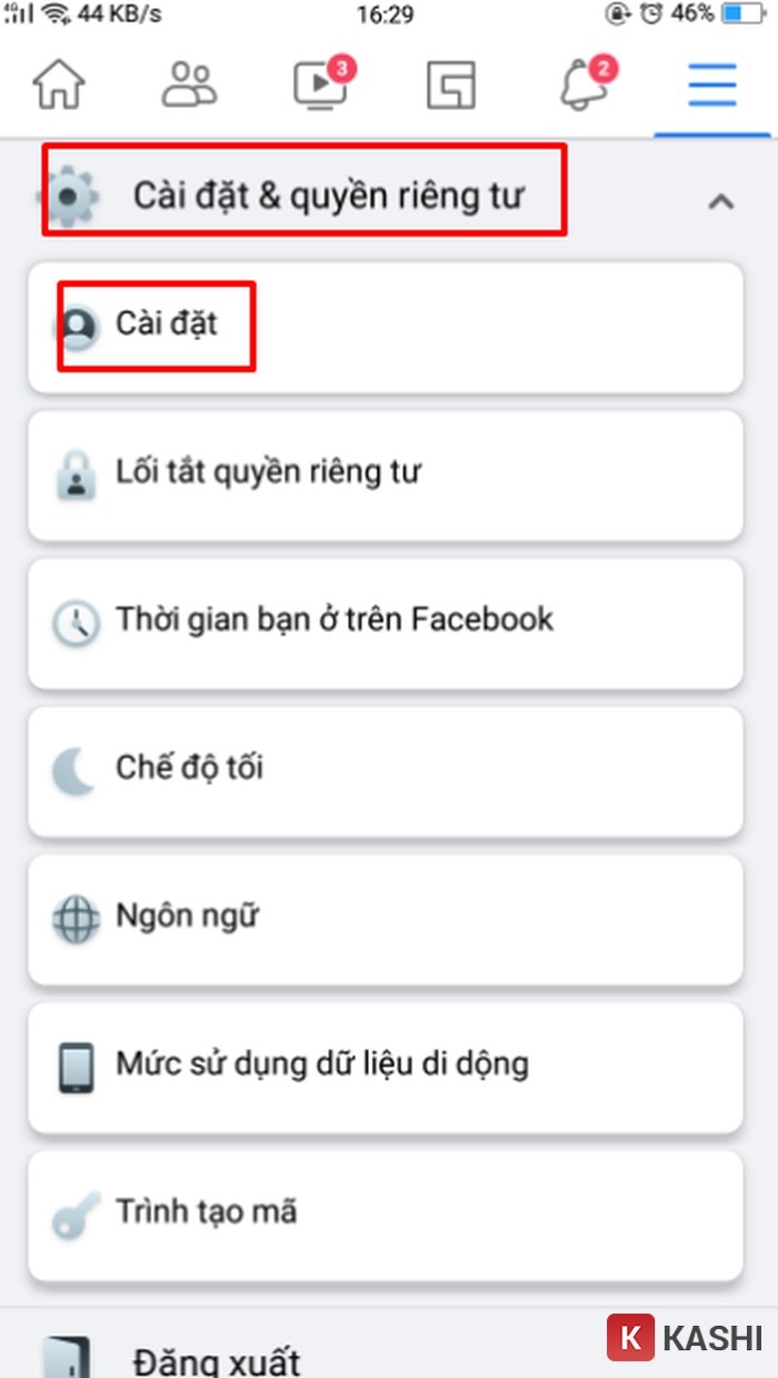Alt text: Cài đặt và quyền riêng tư trên Facebook điện thoại