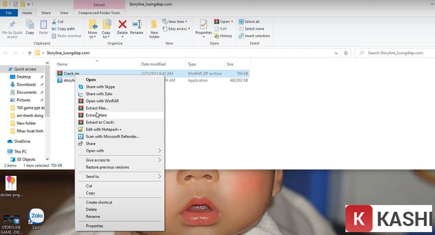 File hiện ra sau khi giải nén
