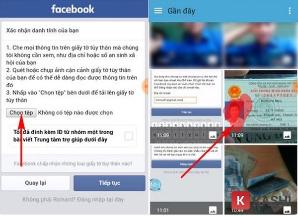 Tải lên giấy tờ tùy thân